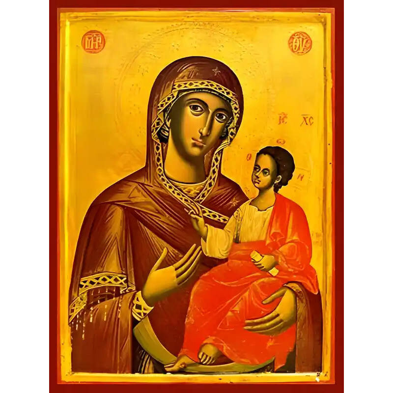 Εικόνα Ορθοδοξίας με περίγραμμα χρυσό σε ξύλο Φλαμουρίας  με  βάση Εικόνα ΠΑΝΑΓΙΑ ΜΕ ΧΡΙΣΤΟ, ΟΔΗΓΗΤΡΙΑ Χειροποίητη Ελληνορθόδοξη εικόνα του Ιησού Χριστού, Κρεμαστή πλάκα βυζαντινής τέχνης, χριστιανική τέχνη Διάσταση 15x11 cm (5,9x4,3 ίντσες)  INTRAEK-337757864253