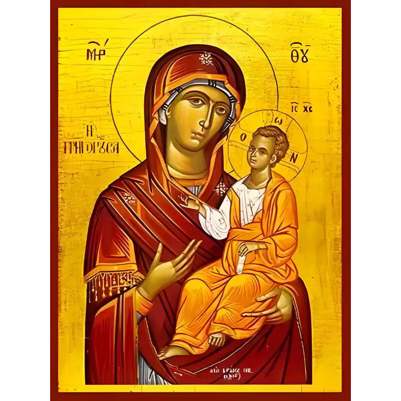 Εικόνα Ορθοδοξίας με περίγραμμα χρυσό σε ξύλο Φλαμουρίας  με  βάση Εικόνα ΠΑΝΑΓΙΑ ΜΕ ΧΡΙΣΤΟ, ΟΔΗΓΗΤΡΙΑ, ΓΡΗΓΟΡΟΥΣΑ Χειροποίητη Ελληνορθόδοξη εικόνα του Ιησού Χριστού, Κρεμαστή πλάκα βυζαντινής τέχνης, χριστιανική τέχνη Διάσταση 15x11 cm (5,9x4,3 ίντσες)  INTRAEK-337757864244
