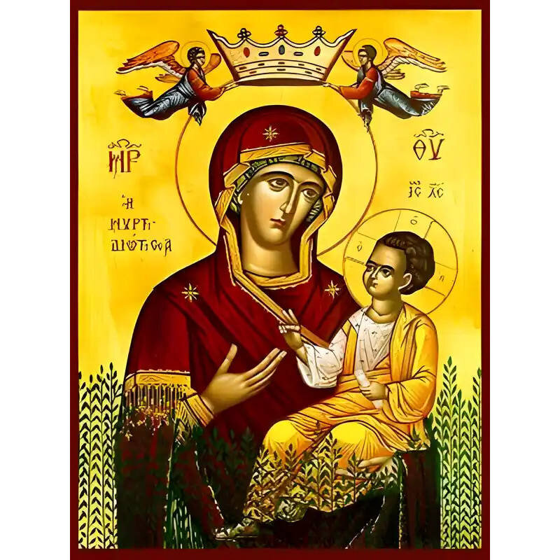 Εικόνα Ορθοδοξίας με περίγραμμα χρυσό σε ξύλο Φλαμουρίας  με  βάση Εικόνα ΠΑΝΑΓΙΑ ΜΕ ΧΡΙΣΤΟ, ΟΔΗΓΗΤΡΙΑ, Η ΜΥΡΤΙΔΙΩΤΙΣΣΑ Χειροποίητη Ελληνορθόδοξη εικόνα του Ιησού Χριστού, Κρεμαστή πλάκα βυζαντινής τέχνης, χριστιανική τέχνη Διάσταση 15x11 cm (5,9x4,3 ίντσες)  INTRAEK-337757864236