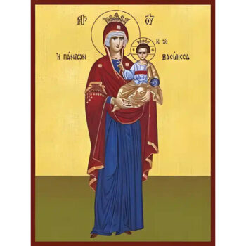 Εικόνα Ορθοδοξίας με περίγραμμα χρυσό σε ξύλο Φλαμουρίας με βάση Εικόνα ΠΑΝΑΓΙΑ ΜΕ ΧΡΙΣΤΟ, ΟΔΗΓΗΤΡΙΑ, Η ΠΑΝΤΩΝ ΒΑΣΙΛΙΣΣΑ, ΟΛΟΣΩΜΗ Χειροποίητη Ελληνορθόδοξη εικόνα του Ιησού Χριστού, Κρεμαστή πλάκα βυζαντινής τέχνης, χριστιανική τέχνη Διάσταση 15x11 cm (5,9x4,3 ίντσες) INTRAEK-337757864234 - Image 1