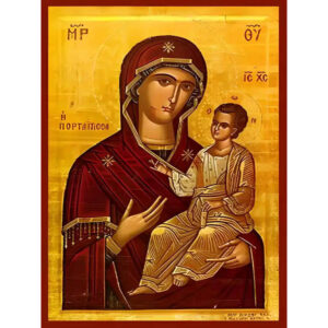 Εικόνα Ορθοδοξίας με περίγραμμα χρυσό σε ξύλο Φλαμουρίας  με  βάση Εικόνα ΠΑΝΑΓΙΑ ΜΕ ΧΡΙΣΤΟ, ΟΔΗΓΗΤΡΙΑ, ΠΟΡΤΑΪΤΙΣΣΑ ΤΩΝ ΙΒΗΡΩΝ Χειροποίητη Ελληνορθόδοξη εικόνα του Ιησού Χριστού, Κρεμαστή πλάκα βυζαντινής τέχνης, χριστιανική τέχνη Διάσταση 15x11 cm (5,9x4,3 ίντσες)  INTRAEK-337757863705