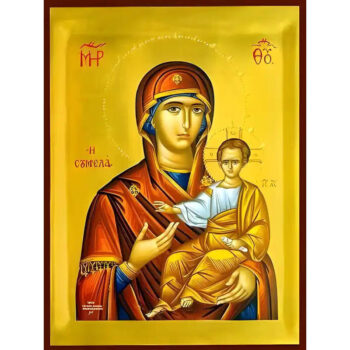 Εικόνα Ορθοδοξίας με περίγραμμα χρυσό σε ξύλο Φλαμουρίας  με  βάση Εικόνα ΠΑΝΑΓΙΑ ΜΕ ΧΡΙΣΤΟ, ΟΔΗΓΗΤΡΙΑ, ΣΟΥΜΕΛΑ Χειροποίητη Ελληνορθόδοξη εικόνα του Ιησού Χριστού, Κρεμαστή πλάκα βυζαντινής τέχνης, χριστιανική τέχνη Διάσταση 15x11 cm (5,9x4,3 ίντσες)  INTRAEK-337757863704 - Image 1