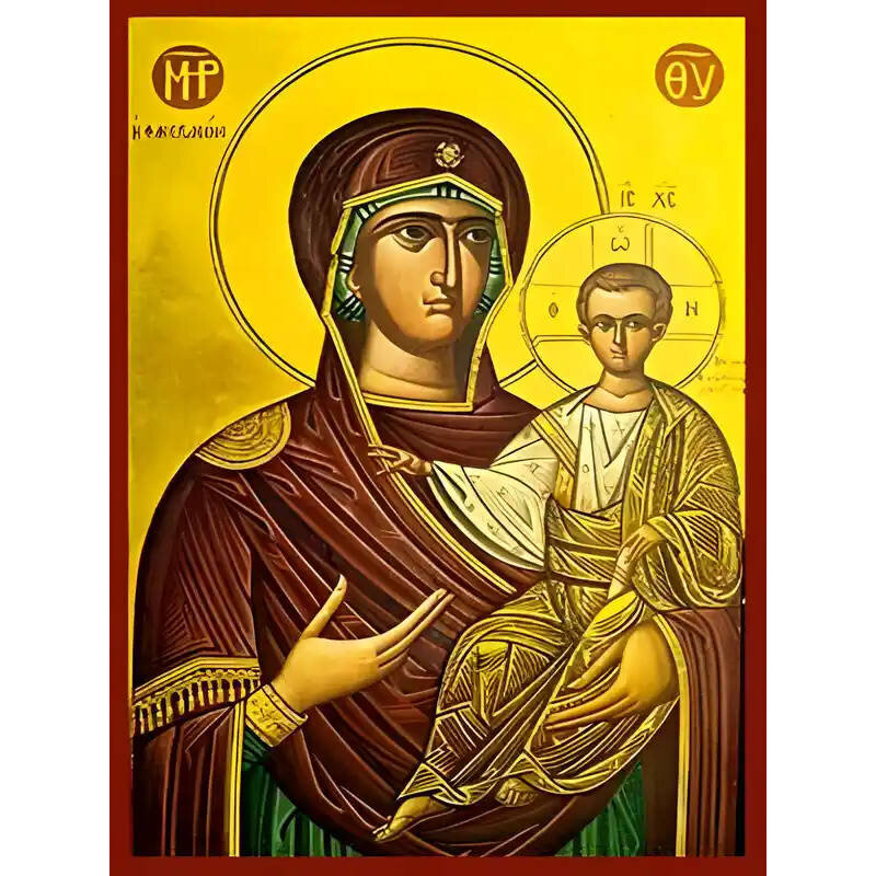 Εικόνα Ορθοδοξίας με περίγραμμα χρυσό σε ξύλο Φλαμουρίας  με  βάση Εικόνα ΠΑΝΑΓΙΑ ΜΕ ΧΡΙΣΤΟ, ΟΔΗΓΗΤΡΙΑ, ΦΑΝΕΡΩΜΕΝΗ Χειροποίητη Ελληνορθόδοξη εικόνα του Ιησού Χριστού, Κρεμαστή πλάκα βυζαντινής τέχνης, χριστιανική τέχνη Διάσταση 15x11 cm (5,9x4,3 ίντσες)  INTRAEK-337757864215