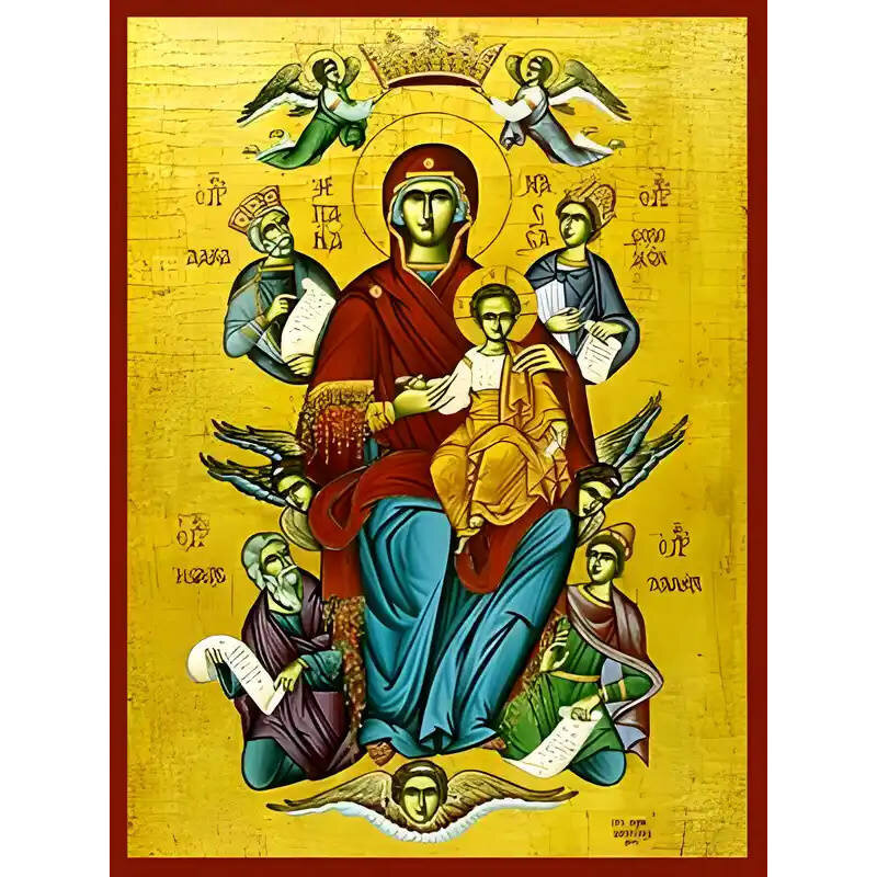 Εικόνα Ορθοδοξίας με περίγραμμα χρυσό σε ξύλο Φλαμουρίας  με  βάση Εικόνα ΠΑΝΑΓΙΑ ΜΕ ΧΡΙΣΤΟ, ΠΑΝΤΑΝΑΣΣΑ, ΟΛΟΣΩΜΗ Χειροποίητη Ελληνορθόδοξη εικόνα του Ιησού Χριστού, Κρεμαστή πλάκα βυζαντινής τέχνης, χριστιανική τέχνη Διάσταση 15x11 cm (5,9x4,3 ίντσες)  INTRAEK-337757863701