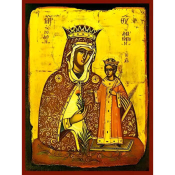 Εικόνα Ορθοδοξίας με περίγραμμα χρυσό σε ξύλο Φλαμουρίας με βάση Εικόνα ΠΑΝΑΓΙΑ ΜΕ ΧΡΙΣΤΟ, ΡΟΔΟ ΤΟ ΑΜΑΡΑΝΤΟ Χειροποίητη Ελληνορθόδοξη εικόνα του Ιησού Χριστού, Κρεμαστή πλάκα βυζαντινής τέχνης, χριστιανική τέχνη Διάσταση 15x11 cm (5,9x4,3 ίντσες) INTRAEK-337757864197 - Image 1