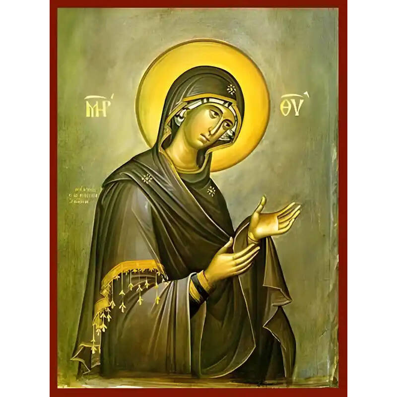Εικόνα Ορθοδοξίας με περίγραμμα χρυσό σε ξύλο Φλαμουρίας  με  βάση Εικόνα ΠΑΝΑΓΙΑ, ΔΕΟΜΕΝΗ Χειροποίητη Ελληνορθόδοξη εικόνα του Ιησού Χριστού, Κρεμαστή πλάκα βυζαντινής τέχνης, χριστιανική τέχνη Διάσταση 15x11 cm (5,9x4,3 ίντσες)  INTRAEK-337757864185