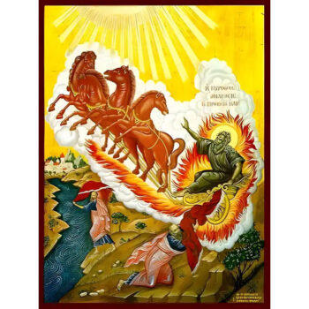 Εικόνα Ορθοδοξίας με περίγραμμα χρυσό σε ξύλο Φλαμουρίας με βάση Εικόνα ΠΡΟΦΗΤΗΣ ΗΛΙΑΣ, Η ΠΥΡΦΟΡΟΣ ΑΝΑΒΑΣΙΣ, ΚΑΙ ΠΡΟΦΗΤΗΣ ΕΛΙΣΣΑΙΟΣ Χειροποίητη Ελληνορθόδοξη εικόνα του Ιησού Χριστού, Κρεμαστή πλάκα βυζαντινής τέχνης, χριστιανική τέχνη Διάσταση 15x11 cm (5,9x4,3 ίντσες) INTRAEK-337757864152 - Image 1