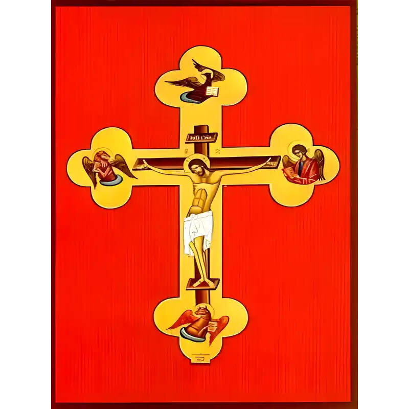 Εικόνα Ορθοδοξίας με περίγραμμα χρυσό σε ξύλο Φλαμουρίας  με  βάση Εικόνα ΧΡΙΣΤΟΣ ΕΣΤΑΥΡΩΜΕΝΟΣ Χειροποίητη Ελληνορθόδοξη εικόνα του Ιησού Χριστού, Κρεμαστή πλάκα βυζαντινής τέχνης, χριστιανική τέχνη Διάσταση 15x11 cm (5,9x4,3 ίντσες)  INTRAEK-337757864087