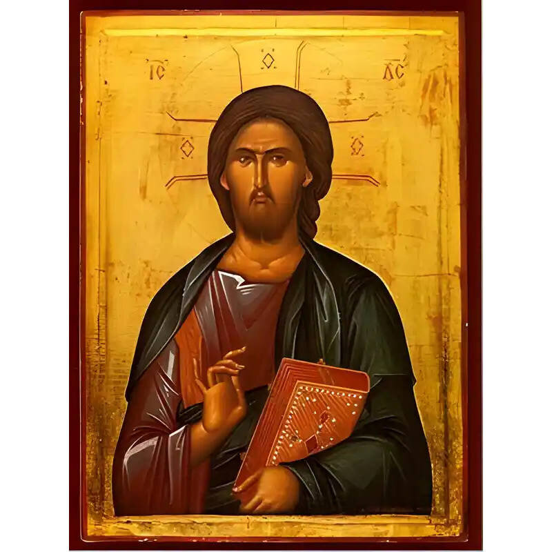 Εικόνα Ορθοδοξίας με περίγραμμα χρυσό σε ξύλο Φλαμουρίας  με  βάση Εικόνα ΧΡΙΣΤΟΣ ΕΥΛΟΓΩΝ Χειροποίητη Ελληνορθόδοξη εικόνα του Ιησού Χριστού, Κρεμαστή πλάκα βυζαντινής τέχνης, χριστιανική τέχνη Διάσταση 15x11 cm (5,9x4,3 ίντσες)  INTRAEK-337757863685