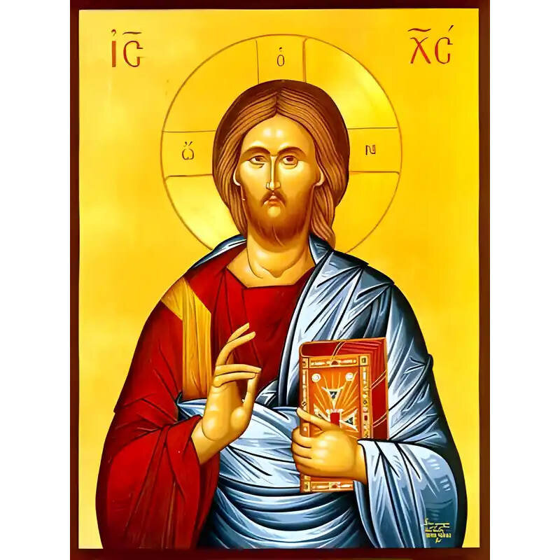 Εικόνα Ορθοδοξίας με περίγραμμα χρυσό σε ξύλο Φλαμουρίας  με  βάση Εικόνα ΧΡΙΣΤΟΣ ΕΥΛΟΓΩΝ Χειροποίητη Ελληνορθόδοξη εικόνα του Ιησού Χριστού, Κρεμαστή πλάκα βυζαντινής τέχνης, χριστιανική τέχνη Διάσταση 15x11 cm (5,9x4,3 ίντσες)  INTRAEK-337757863688