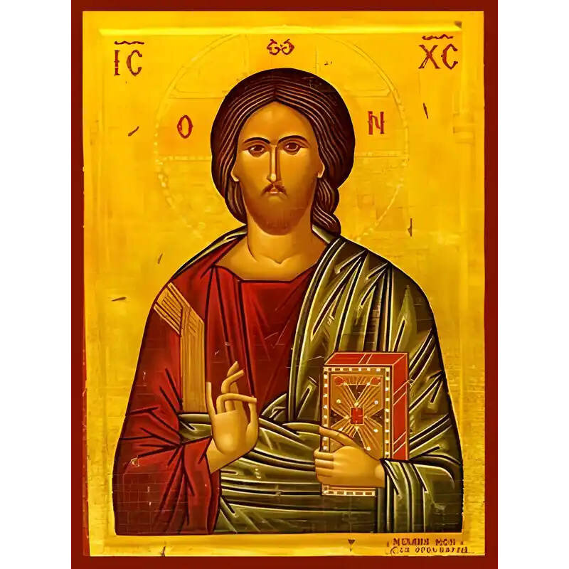 Εικόνα Ορθοδοξίας με περίγραμμα χρυσό σε ξύλο Φλαμουρίας  με  βάση Εικόνα ΧΡΙΣΤΟΣ ΕΥΛΟΓΩΝ Χειροποίητη Ελληνορθόδοξη εικόνα του Ιησού Χριστού, Κρεμαστή πλάκα βυζαντινής τέχνης, χριστιανική τέχνη Διάσταση 15x11 cm (5,9x4,3 ίντσες)  INTRAEK-337757864082