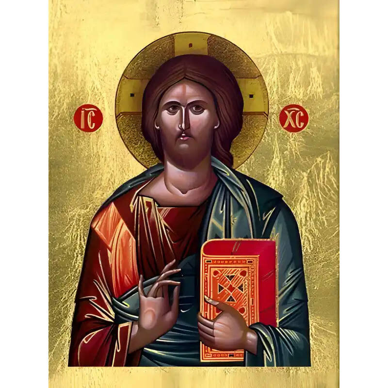 Εικόνα Ορθοδοξίας με περίγραμμα χρυσό σε ξύλο Φλαμουρίας  με  βάση Εικόνα ΧΡΙΣΤΟΣ ΕΥΛΟΓΩΝ Χειροποίητη Ελληνορθόδοξη εικόνα του Ιησού Χριστού, Κρεμαστή πλάκα βυζαντινής τέχνης, χριστιανική τέχνη Διάσταση 15x11 cm (5,9x4,3 ίντσες)  INTRAEK-337757864079