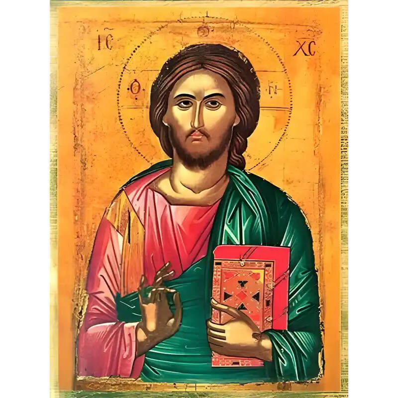 Εικόνα Ορθοδοξίας με περίγραμμα χρυσό σε ξύλο Φλαμουρίας  με  βάση Εικόνα ΧΡΙΣΤΟΣ ΕΥΛΟΓΩΝ Χειροποίητη Ελληνορθόδοξη εικόνα του Ιησού Χριστού, Κρεμαστή πλάκα βυζαντινής τέχνης, χριστιανική τέχνη Διάσταση 15x11 cm (5,9x4,3 ίντσες)  INTRAEK-337757863686