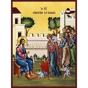 Εικόνα Ορθοδοξίας με περίγραμμα χρυσό σε ξύλο Φλαμουρίας με βάση Εικόνα ΧΡΙΣΤΟΣ ΕΥΛΟΓΩΝ ΤΑ ΠΑΙΔΙΑ Χειροποίητη Ελληνορθόδοξη εικόνα του Ιησού Χριστού, Κρεμαστή πλάκα βυζαντινής τέχνης, χριστιανική τέχνη Διάσταση 15x11 cm (5,9x4,3 ίντσες) INTRAEK-337757864074 - Image 1