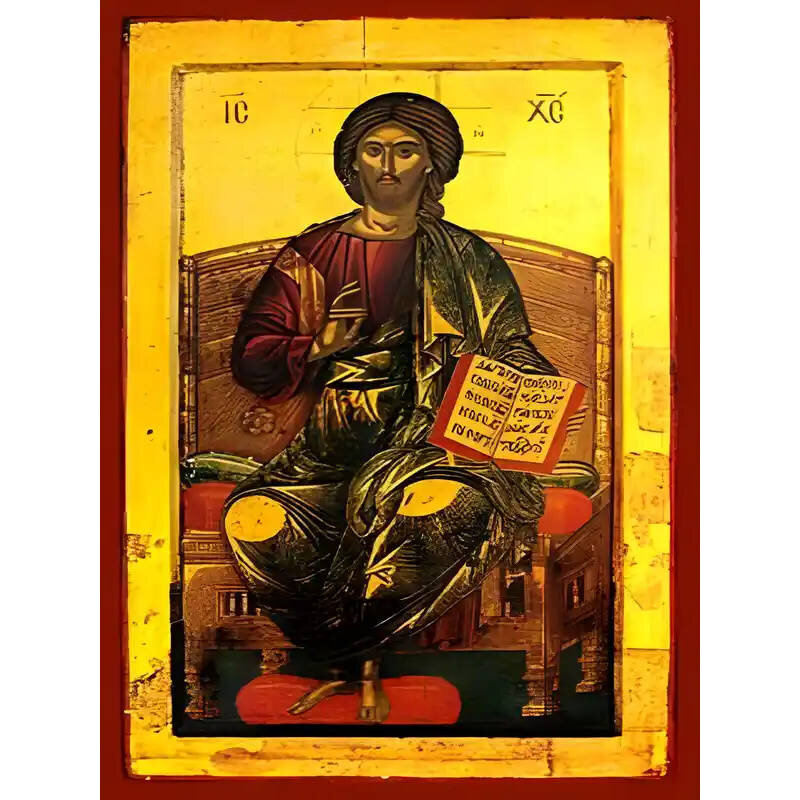 Εικόνα Ορθοδοξίας με περίγραμμα χρυσό σε ξύλο Φλαμουρίας  με  βάση Εικόνα ΧΡΙΣΤΟΣ ΕΥΛΟΓΩΝ, ΕΝΘΡΟΝΟΣ Χειροποίητη Ελληνορθόδοξη εικόνα του Ιησού Χριστού, Κρεμαστή πλάκα βυζαντινής τέχνης, χριστιανική τέχνη Διάσταση 15x11 cm (5,9x4,3 ίντσες)  INTRAEK-337757864066