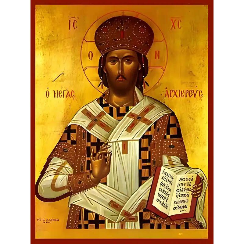 Εικόνα Ορθοδοξίας με περίγραμμα χρυσό σε ξύλο Φλαμουρίας  με  βάση Εικόνα ΧΡΙΣΤΟΣ ΕΥΛΟΓΩΝ, ΜΕΓΑΣ ΑΡΧΙΕΡΕΥΣ Χειροποίητη Ελληνορθόδοξη εικόνα του Ιησού Χριστού, Κρεμαστή πλάκα βυζαντινής τέχνης, χριστιανική τέχνη Διάσταση 15x11 cm (5,9x4,3 ίντσες)  INTRAEK-337757864061