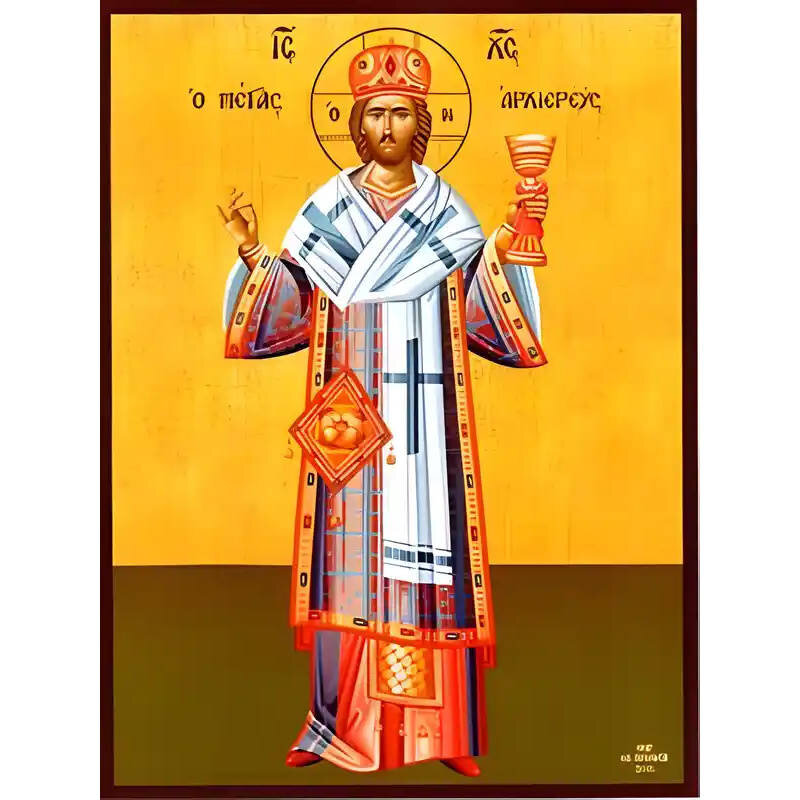 Εικόνα Ορθοδοξίας με περίγραμμα χρυσό σε ξύλο Φλαμουρίας  με  βάση Εικόνα ΧΡΙΣΤΟΣ ΕΥΛΟΓΩΝ, ΜΕΓΑΣ ΑΡΧΙΕΡΕΥΣ, ΟΛΟΣΩΜΟΣ Χειροποίητη Ελληνορθόδοξη εικόνα του Ιησού Χριστού, Κρεμαστή πλάκα βυζαντινής τέχνης, χριστιανική τέχνη Διάσταση 15x11 cm (5,9x4,3 ίντσες)  INTRAEK-337757864058