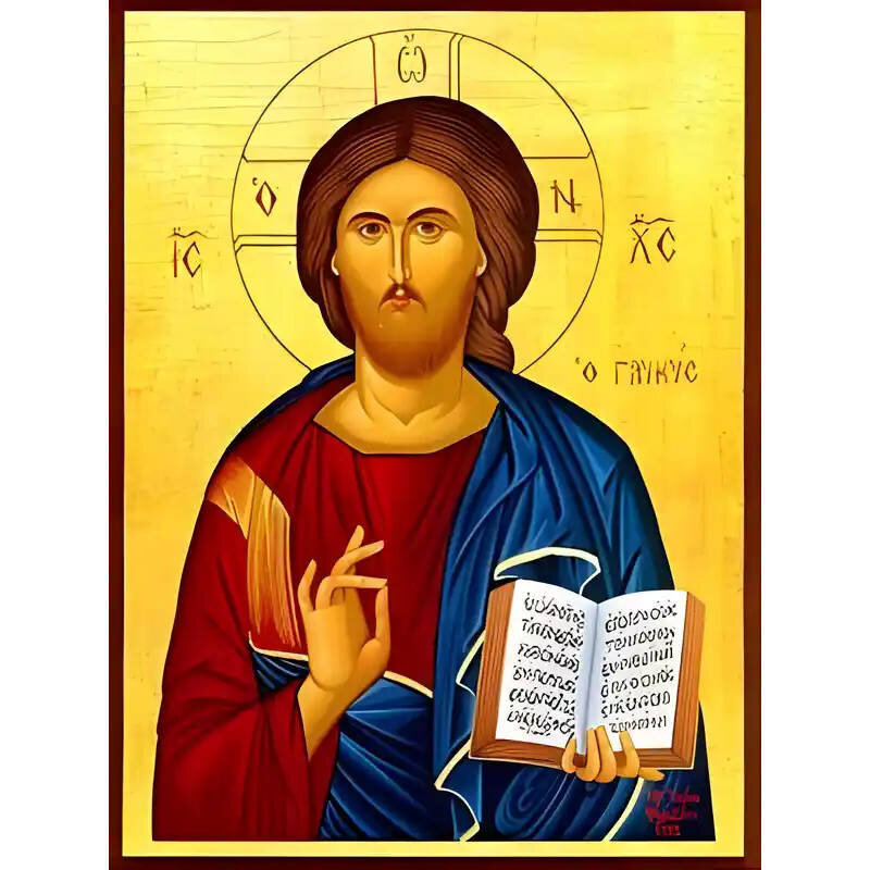 Εικόνα Ορθοδοξίας με περίγραμμα χρυσό σε ξύλο Φλαμουρίας  με  βάση Εικόνα ΧΡΙΣΤΟΣ ΕΥΛΟΓΩΝ, Ο ΓΛΥΚΥΣ Χειροποίητη Ελληνορθόδοξη εικόνα του Ιησού Χριστού, Κρεμαστή πλάκα βυζαντινής τέχνης, χριστιανική τέχνη Διάσταση 15x11 cm (5,9x4,3 ίντσες)  INTRAEK-337757864056