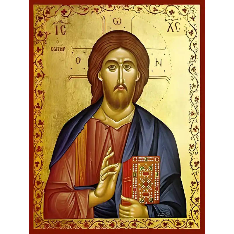 Εικόνα Ορθοδοξίας με περίγραμμα χρυσό σε ξύλο Φλαμουρίας  με  βάση Εικόνα ΧΡΙΣΤΟΣ ΕΥΛΟΓΩΝ, Ο ΣΩΤΗΡ Χειροποίητη Ελληνορθόδοξη εικόνα του Ιησού Χριστού, Κρεμαστή πλάκα βυζαντινής τέχνης, χριστιανική τέχνη Διάσταση 15x11 cm (5,9x4,3 ίντσες)  INTRAEK-337757864047