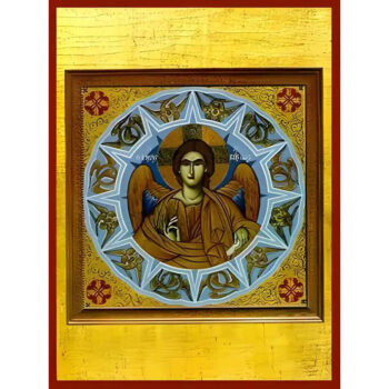 Εικόνα Ορθοδοξίας με περίγραμμα χρυσό σε ξύλο Φλαμουρίας με βάση Εικόνα ΧΡΙΣΤΟΣ ΕΥΛΟΓΩΝ, Ο ΤΗΣ ΜΕΓΑΛΗΣ ΒΟΥΛΗΣ ΑΓΓΕΛΟΣ Χειροποίητη Ελληνορθόδοξη εικόνα του Ιησού Χριστού, Κρεμαστή πλάκα βυζαντινής τέχνης, χριστιανική τέχνη Διάσταση 15x11 cm (5,9x4,3 ίντσες) INTRAEK-337757864043 - Image 1