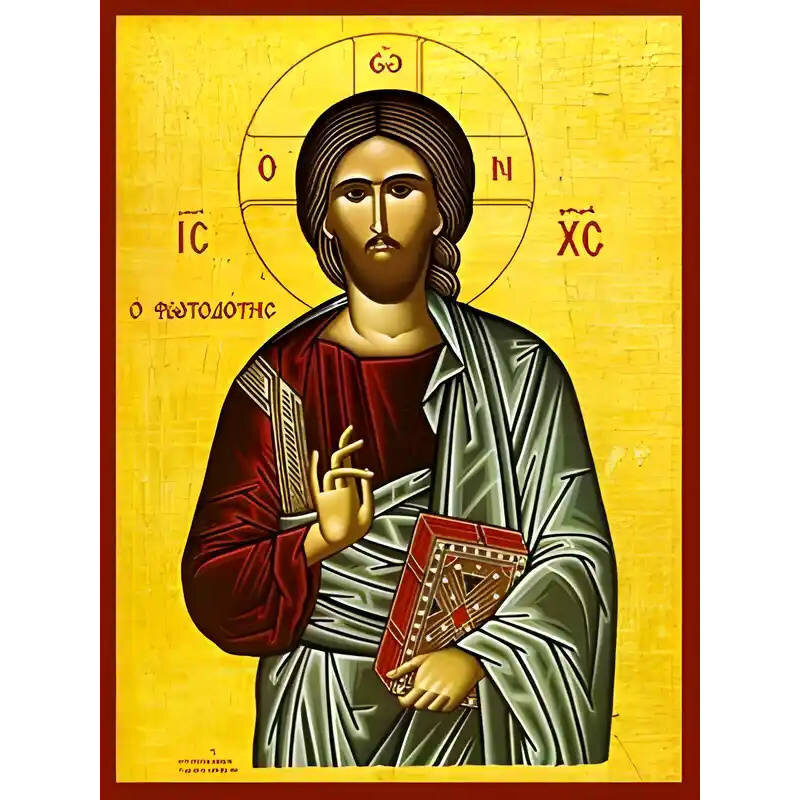 Εικόνα Ορθοδοξίας με περίγραμμα χρυσό σε ξύλο Φλαμουρίας  με  βάση Εικόνα ΧΡΙΣΤΟΣ ΕΥΛΟΓΩΝ, Ο ΦΩΤΟΔΟΤΗΣ Χειροποίητη Ελληνορθόδοξη εικόνα του Ιησού Χριστού, Κρεμαστή πλάκα βυζαντινής τέχνης, χριστιανική τέχνη Διάσταση 15x11 cm (5,9x4,3 ίντσες)  INTRAEK-337757864040