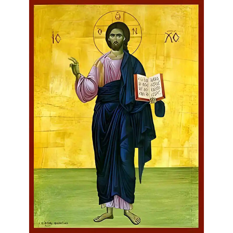 Εικόνα Ορθοδοξίας με περίγραμμα χρυσό σε ξύλο Φλαμουρίας  με  βάση Εικόνα ΧΡΙΣΤΟΣ ΕΥΛΟΓΩΝ, ΟΛΟΣΩΜΟΣ Χειροποίητη Ελληνορθόδοξη εικόνα του Ιησού Χριστού, Κρεμαστή πλάκα βυζαντινής τέχνης, χριστιανική τέχνη Διάσταση 15x11 cm (5,9x4,3 ίντσες)  INTRAEK-337757864037