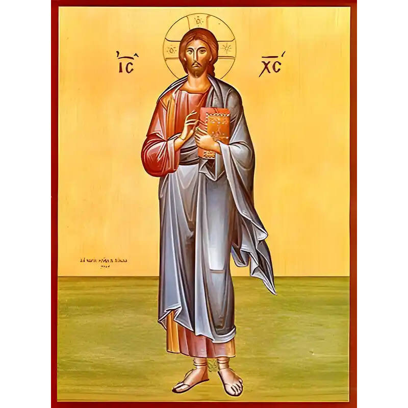 Εικόνα Ορθοδοξίας με περίγραμμα χρυσό σε ξύλο Φλαμουρίας  με  βάση Εικόνα ΧΡΙΣΤΟΣ ΕΥΛΟΓΩΝ, ΟΛΟΣΩΜΟΣ Χειροποίητη Ελληνορθόδοξη εικόνα του Ιησού Χριστού, Κρεμαστή πλάκα βυζαντινής τέχνης, χριστιανική τέχνη Διάσταση 15x11 cm (5,9x4,3 ίντσες)  INTRAEK-337757864036