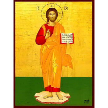 Εικόνα Ορθοδοξίας με περίγραμμα χρυσό σε ξύλο Φλαμουρίας με βάση Εικόνα ΧΡΙΣΤΟΣ ΕΥΛΟΓΩΝ, ΟΛΟΣΩΜΟΣ Χειροποίητη Ελληνορθόδοξη εικόνα του Ιησού Χριστού, Κρεμαστή πλάκα βυζαντινής τέχνης, χριστιανική τέχνη Διάσταση 15x11 cm (5,9x4,3 ίντσες) INTRAEK-337757864035 - Image 1
