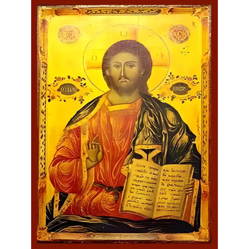 Εικόνα Ορθοδοξίας με περίγραμμα χρυσό σε ξύλο Φλαμουρίας  με  βάση Εικόνα ΧΡΙΣΤΟΣ ΕΥΛΟΓΩΝ, ΠΑΝΤΟΚΡΑΤΩΡ Χειροποίητη Ελληνορθόδοξη εικόνα του Ιησού Χριστού, Κρεμαστή πλάκα βυζαντινής τέχνης, χριστιανική τέχνη Διάσταση 15x11 cm (5,9x4,3 ίντσες)  INTRAEK-337757864032