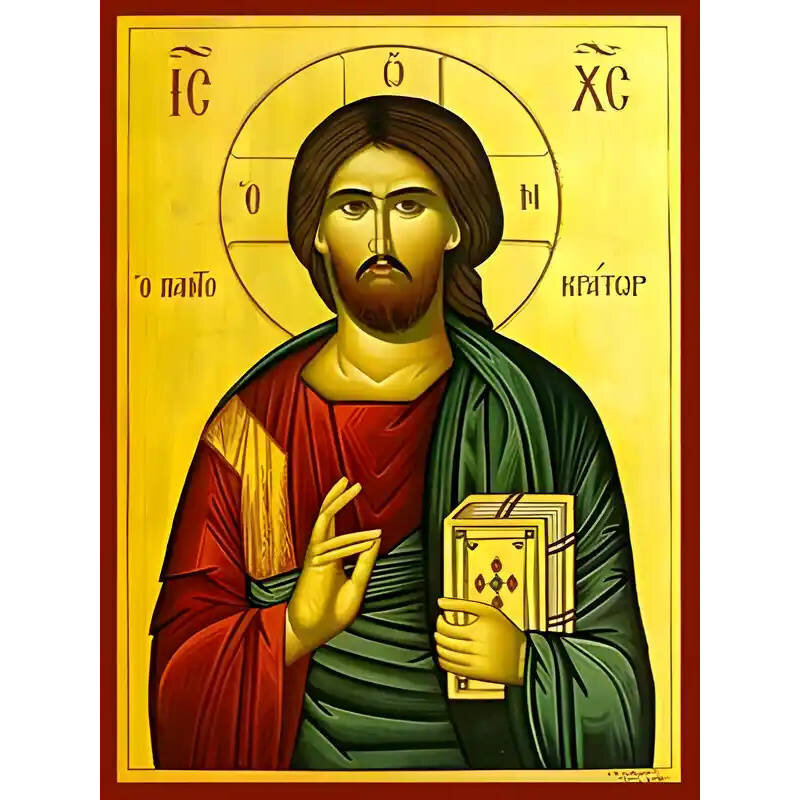 Εικόνα Ορθοδοξίας με περίγραμμα χρυσό σε ξύλο Φλαμουρίας  με  βάση Εικόνα ΧΡΙΣΤΟΣ ΕΥΛΟΓΩΝ, ΠΑΝΤΟΚΡΑΤΩΡ Χειροποίητη Ελληνορθόδοξη εικόνα του Ιησού Χριστού, Κρεμαστή πλάκα βυζαντινής τέχνης, χριστιανική τέχνη Διάσταση 15x11 cm (5,9x4,3 ίντσες)  INTRAEK-337757864030