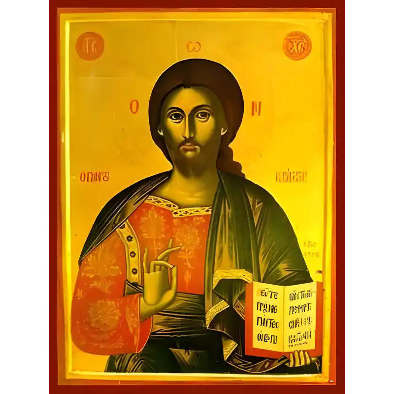 Εικόνα Ορθοδοξίας με περίγραμμα χρυσό σε ξύλο Φλαμουρίας  με  βάση Εικόνα ΧΡΙΣΤΟΣ ΕΥΛΟΓΩΝ, ΠΑΝΤΟΚΡΑΤΩΡ Χειροποίητη Ελληνορθόδοξη εικόνα του Ιησού Χριστού, Κρεμαστή πλάκα βυζαντινής τέχνης, χριστιανική τέχνη Διάσταση 15x11 cm (5,9x4,3 ίντσες)  INTRAEK-337757864029
