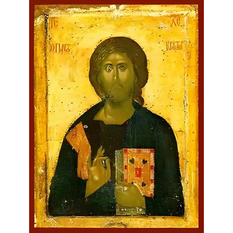 Εικόνα Ορθοδοξίας με περίγραμμα χρυσό σε ξύλο Φλαμουρίας  με  βάση Εικόνα ΧΡΙΣΤΟΣ ΕΥΛΟΓΩΝ, ΠΑΝΤΟΚΡΑΤΩΡ Χειροποίητη Ελληνορθόδοξη εικόνα του Ιησού Χριστού, Κρεμαστή πλάκα βυζαντινής τέχνης, χριστιανική τέχνη Διάσταση 15x11 cm (5,9x4,3 ίντσες)  INTRAEK-337757863674