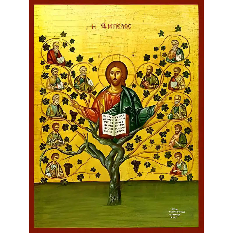 Εικόνα Ορθοδοξίας με περίγραμμα χρυσό σε ξύλο Φλαμουρίας  με  βάση Εικόνα ΧΡΙΣΤΟΣ, Η ΑΜΠΕΛΟΣ Χειροποίητη Ελληνορθόδοξη εικόνα του Ιησού Χριστού, Κρεμαστή πλάκα βυζαντινής τέχνης, χριστιανική τέχνη Διάσταση 15x11 cm (5,9x4,3 ίντσες)  INTRAEK-337757863672
