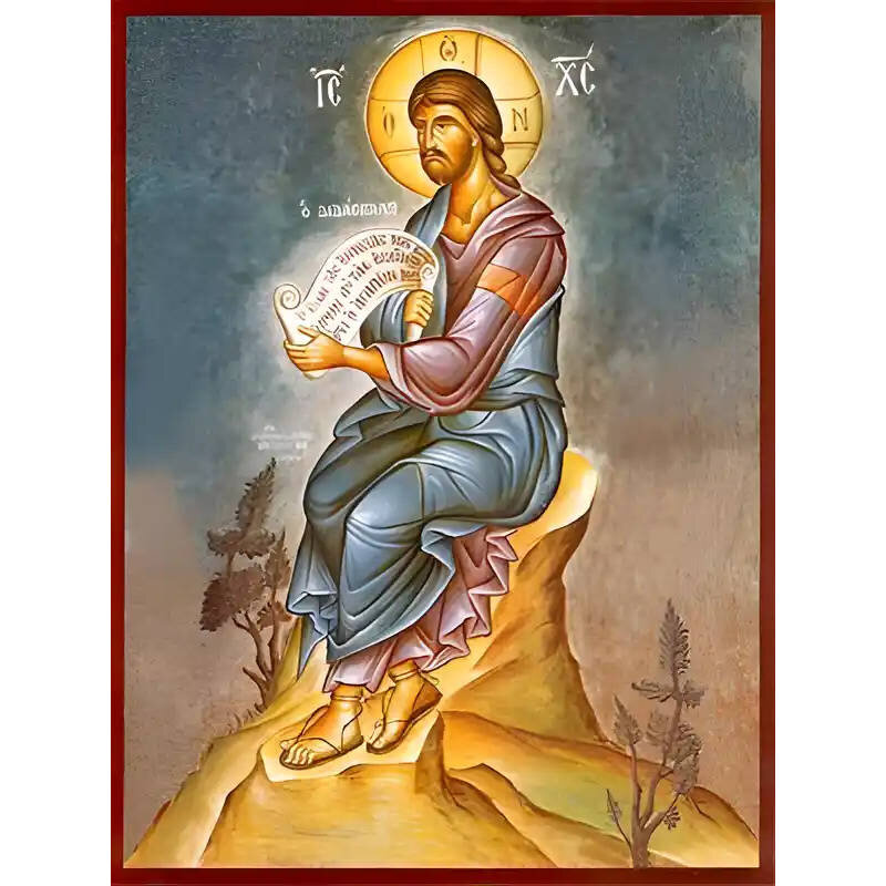 Εικόνα Ορθοδοξίας με περίγραμμα χρυσό σε ξύλο Φλαμουρίας  με  βάση Εικόνα ΧΡΙΣΤΟΣ, Ο ΔΙΔΑΣΚΑΛΟΣ, ΟΛΟΣΩΜΟΣ Χειροποίητη Ελληνορθόδοξη εικόνα του Ιησού Χριστού, Κρεμαστή πλάκα βυζαντινής τέχνης, χριστιανική τέχνη Διάσταση 15x11 cm (5,9x4,3 ίντσες)  INTRAEK-337757864014