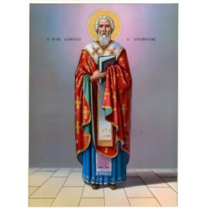 Εικόνα Ορθοδοξίας με περίγραμμα χρυσό σε ξύλο Φλαμουρίας με βάση Εικόνα ΑΓΙΟΣ ΔΙΟΝΥΣΙΟΣ, ΙΕΡΟΜΑΡΤΥΣ, Ο ΑΡΕΟΠΑΓΙΤΗΣ, ΟΛΟΣΩΜΟΣ Χειροποίητη Ελληνορθόδοξη εικόνα του Ιησού Χριστού, Κρεμαστή πλάκα βυζαντινής τέχνης, χριστιανική τέχνη Διάσταση 15x11 cm (5,9x4,3 ίντσες) INTRAEK-337757863957