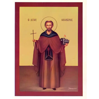 Εικόνα Ορθοδοξίας με περίγραμμα χρυσό σε ξύλο Φλαμουρίας με βάση Εικόνα ΑΓΙΟΣ ΘΕΟΔΩΡΟΣ ΚΥΘΗΡΩΝ, ΟΛΟΣΩΜΟΣ Χειροποίητη Ελληνορθόδοξη εικόνα του Ιησού Χριστού, Κρεμαστή πλάκα βυζαντινής τέχνης, χριστιανική τέχνη Διάσταση 15x11 cm (5,9x4,3 ίντσες) INTRAEK-337757863952 - Image 1