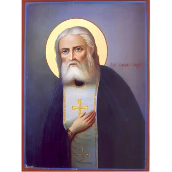 Εικόνα Ορθοδοξίας με περίγραμμα χρυσό σε ξύλο Φλαμουρίας με βάση Εικόνα ΑΓΙΟΣ ΣΕΡΑΦΕΙΜ, ΤΟΥ ΣΑΡΩΦ Χειροποίητη Ελληνορθόδοξη εικόνα του Ιησού Χριστού, Κρεμαστή πλάκα βυζαντινής τέχνης, χριστιανική τέχνη Διάσταση 15x11 cm (5,9x4,3 ίντσες) INTRAEK-337757863916 - Image 1