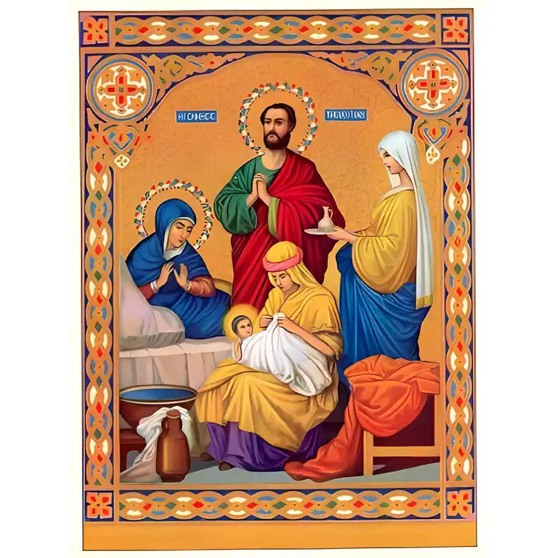 Εικόνα Ορθοδοξίας με περίγραμμα χρυσό σε ξύλο Φλαμουρίας  με  βάση Εικόνα ΓΕΝΕΣΙΟΝ ΘΕΟΤΟΚΟΥ Χειροποίητη Ελληνορθόδοξη εικόνα του Ιησού Χριστού, Κρεμαστή πλάκα βυζαντινής τέχνης, χριστιανική τέχνη Διάσταση 15x11 cm (5,9x4,3 ίντσες)  INTRAEK-337757863886