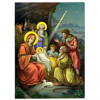 Εικόνα Ορθοδοξίας με περίγραμμα χρυσό σε ξύλο Φλαμουρίας  με  βάση Εικόνα ΓΕΝΝΗΣΙΣ ΧΡΙΣΤΟΥ Χειροποίητη Ελληνορθόδοξη εικόνα του Ιησού Χριστού, Κρεμαστή πλάκα βυζαντινής τέχνης, χριστιανική τέχνη Διάσταση 15x11 cm (5,9x4,3 ίντσες)  INTRAEK-337757863885 - Image 1