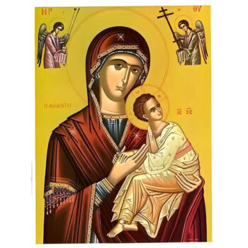 Εικόνα Ορθοδοξίας με περίγραμμα χρυσό σε ξύλο Φλαμουρίας  με  βάση Εικόνα ΠΑΝΑΓΙΑ ΜΕ ΧΡΙΣΤΟ, ΑΜΟΛΥΝΤΟΣ (ΒΥΖΑΝΤΙΝΗ) Χειροποίητη Ελληνορθόδοξη εικόνα του Ιησού Χριστού, Κρεμαστή πλάκα βυζαντινής τέχνης, χριστιανική τέχνη Διάσταση 15x11 cm (5,9x4,3 ίντσες)  INTRAEK-337757863857 - Image 1