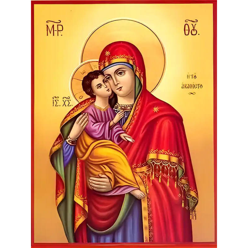 Εικόνα Ορθοδοξίας με περίγραμμα χρυσό σε ξύλο Φλαμουρίας  με  βάση Εικόνα ΠΑΝΑΓΙΑ ΜΕ ΧΡΙΣΤΟ, ΓΛΥΚΟΦΙΛΟΥΣΑ, ΤΟΥ ΑΚΑΘΙΣΤΟΥ Χειροποίητη Ελληνορθόδοξη εικόνα του Ιησού Χριστού, Κρεμαστή πλάκα βυζαντινής τέχνης, χριστιανική τέχνη Διάσταση 15x11 cm (5,9x4,3 ίντσες)  INTRAEK-337757863853