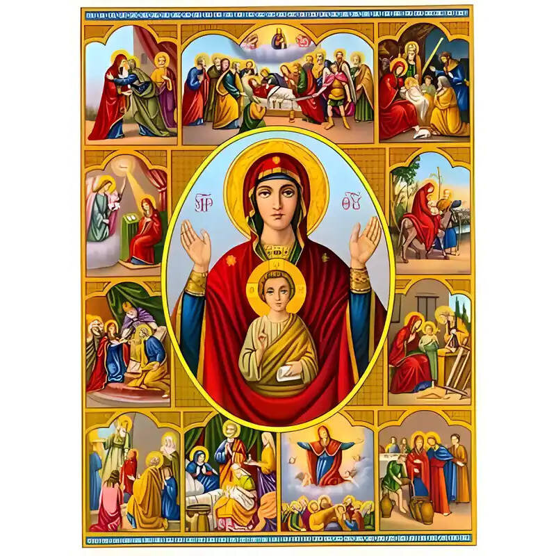 Εικόνα Ορθοδοξίας με περίγραμμα χρυσό σε ξύλο Φλαμουρίας  με  βάση Εικόνα ΠΑΝΑΓΙΑ ΜΕ ΧΡΙΣΤΟ, Ο ΒΙΟΣ Χειροποίητη Ελληνορθόδοξη εικόνα του Ιησού Χριστού, Κρεμαστή πλάκα βυζαντινής τέχνης, χριστιανική τέχνη Διάσταση 15x11 cm (5,9x4,3 ίντσες)  INTRAEK-337757863845