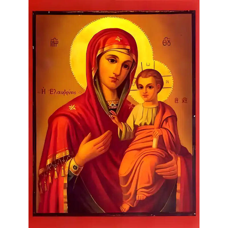 Εικόνα Ορθοδοξίας με περίγραμμα χρυσό σε ξύλο Φλαμουρίας  με  βάση Εικόνα ΠΑΝΑΓΙΑ ΜΕ ΧΡΙΣΤΟ, ΟΔΗΓΗΤΡΙΑ, ΕΛΑΙΟΒΡΥΤΙΣ Χειροποίητη Ελληνορθόδοξη εικόνα του Ιησού Χριστού, Κρεμαστή πλάκα βυζαντινής τέχνης, χριστιανική τέχνη Διάσταση 15x11 cm (5,9x4,3 ίντσες)  INTRAEK-337757863839