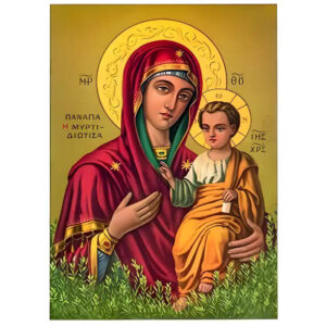 Εικόνα Ορθοδοξίας με περίγραμμα χρυσό σε ξύλο Φλαμουρίας  με  βάση Εικόνα ΠΑΝΑΓΙΑ ΜΕ ΧΡΙΣΤΟ, ΟΔΗΓΗΤΡΙΑ, ΜΥΡΤΙΔΙΩΤΙΣΣΑ Χειροποίητη Ελληνορθόδοξη εικόνα του Ιησού Χριστού, Κρεμαστή πλάκα βυζαντινής τέχνης, χριστιανική τέχνη Διάσταση 15x11 cm (5,9x4,3 ίντσες)  INTRAEK-337757863838