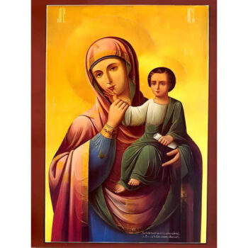 Εικόνα Ορθοδοξίας με περίγραμμα χρυσό σε ξύλο Φλαμουρίας με βάση Εικόνα ΠΑΝΑΓΙΑ ΜΕ ΧΡΙΣΤΟ, ΠΑΡΑΜΥΘΙΑ Χειροποίητη Ελληνορθόδοξη εικόνα του Ιησού Χριστού, Κρεμαστή πλάκα βυζαντινής τέχνης, χριστιανική τέχνη Διάσταση 15x11 cm (5,9x4,3 ίντσες) INTRAEK-337757863831 - Image 1