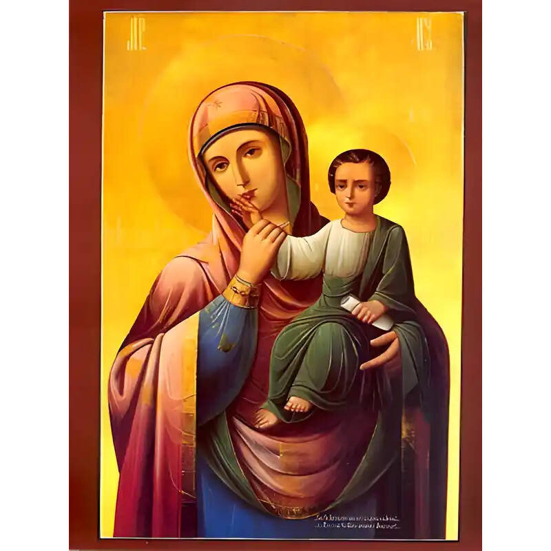Εικόνα Ορθοδοξίας με περίγραμμα χρυσό σε ξύλο Φλαμουρίας  με  βάση Εικόνα ΠΑΝΑΓΙΑ ΜΕ ΧΡΙΣΤΟ, ΠΑΡΑΜΥΘΙΑ Χειροποίητη Ελληνορθόδοξη εικόνα του Ιησού Χριστού, Κρεμαστή πλάκα βυζαντινής τέχνης, χριστιανική τέχνη Διάσταση 15x11 cm (5,9x4,3 ίντσες)  INTRAEK-337757863831