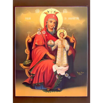 Εικόνα Ορθοδοξίας με περίγραμμα χρυσό σε ξύλο Φλαμουρίας με βάση Εικόνα ΠΑΝΑΓΙΑ ΜΕ ΧΡΙΣΤΟ, ΡΟΔΟ ΤΟ ΑΜΑΡΑΝΤΟ, ΕΝΘΡΟΝΟΣ Χειροποίητη Ελληνορθόδοξη εικόνα του Ιησού Χριστού, Κρεμαστή πλάκα βυζαντινής τέχνης, χριστιανική τέχνη Διάσταση 15x11 cm (5,9x4,3 ίντσες) INTRAEK-337757863828 - Image 1