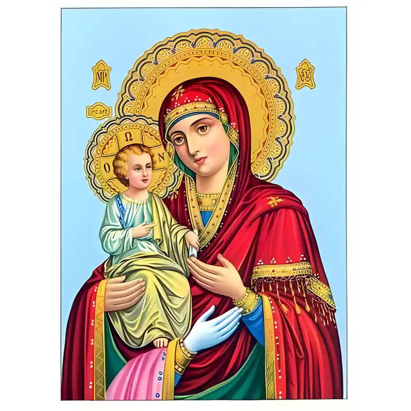 Εικόνα Ορθοδοξίας με περίγραμμα χρυσό σε ξύλο Φλαμουρίας  με  βάση Εικόνα ΠΑΝΑΓΙΑ ΜΕ ΧΡΙΣΤΟ, ΤΡΙΧΕΡΟΥΣΑ Χειροποίητη Ελληνορθόδοξη εικόνα του Ιησού Χριστού, Κρεμαστή πλάκα βυζαντινής τέχνης, χριστιανική τέχνη Διάσταση 15x11 cm (5,9x4,3 ίντσες)  INTRAEK-337757863827