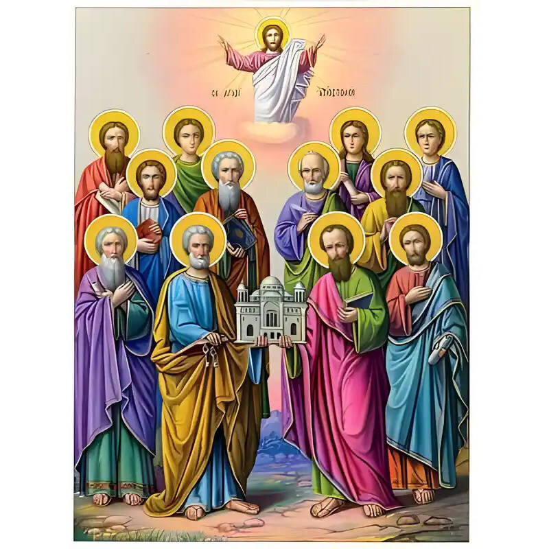 Εικόνα Ορθοδοξίας με περίγραμμα χρυσό σε ξύλο Φλαμουρίας  με  βάση Εικόνα ΣΥΝΑΞΙΣ ΤΩΝ ΑΓΙΩΝ ΔΩΔΕΚΑ ΑΠΟΣΤΟΛΩΝ Χειροποίητη Ελληνορθόδοξη εικόνα του Ιησού Χριστού, Κρεμαστή πλάκα βυζαντινής τέχνης, χριστιανική τέχνη Διάσταση 15x11 cm (5,9x4,3 ίντσες)  INTRAEK-337757863810