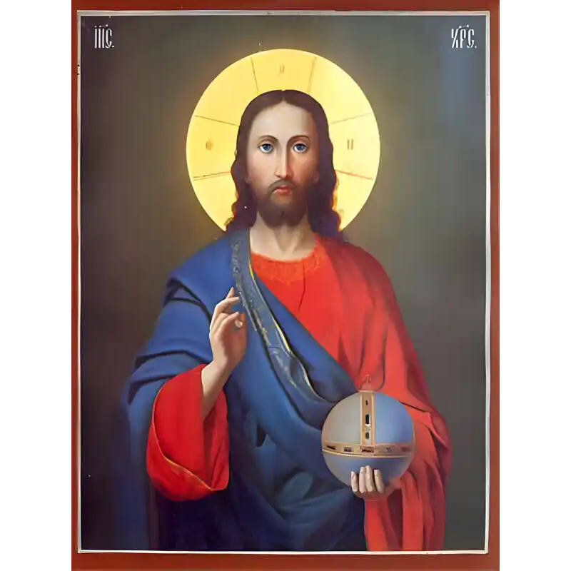Εικόνα Ορθοδοξίας με περίγραμμα χρυσό σε ξύλο Φλαμουρίας  με  βάση Εικόνα ΧΡΙΣΤΟΣ ΕΥΛΟΓΩΝ Χειροποίητη Ελληνορθόδοξη εικόνα του Ιησού Χριστού, Κρεμαστή πλάκα βυζαντινής τέχνης, χριστιανική τέχνη Διάσταση 15x11 cm (5,9x4,3 ίντσες)  INTRAEK-337757863803